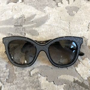 Bottega Veneta Black Leather Cat Eye Sunglasses